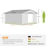 Outsunny Outdoor Storage Shed White 11’×13′ Galvanized Steel - Image 4