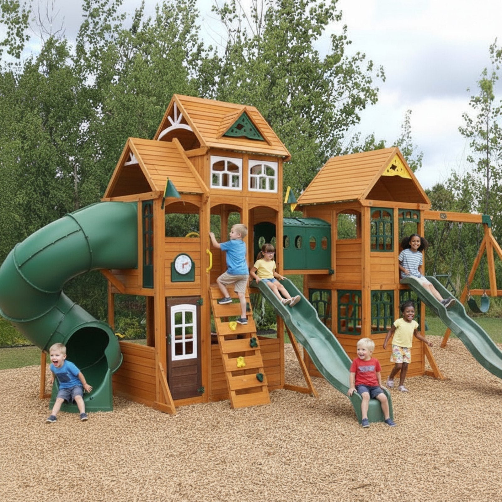 paramount-wooden-swing-set-playset-6869144.jpg Paramount Wooden Swing Set / Playset - Image 1