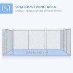 Silver Outdoor Dog Kennel Galvanized Chain Link Fence Heavy Duty Pet Run House Chicken Coop with Secure Lock Mesh Sidewalls for Backyard, Silver - Image 4
