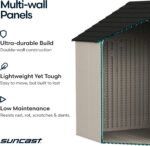 Suncast 8×10 Ft. Outdoor Storage Shed – Large Resin Outdoor Shed with Floor Included, Lockable Double Doors & Skylights. 547 Cu Ft Tremont Garden Resin Sheds for Lawn Tools, Riding Mowers, & Bikes - Image 4