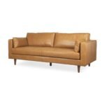 The Edisto – Tan Leather Sofa with Toss Pillows - Image 5