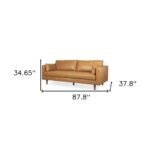 The Edisto – Tan Leather Sofa with Toss Pillows - Image 2
