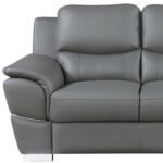 The Halston – 85″ Gray Leather Sofa With Silver Legs - Image 3