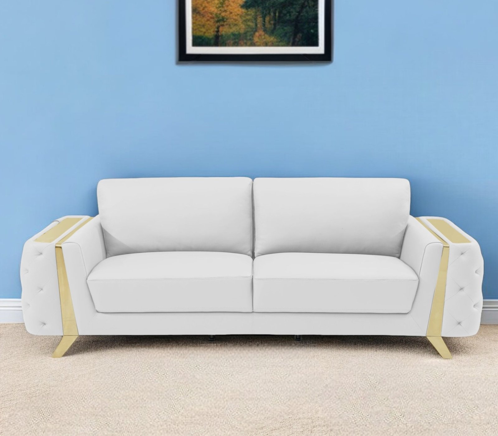 the-monroe-white-italian-leather-sofa-with-gold-legs-4931813.jpg The Monroe – White Italian Leather Sofa with Gold Legs - Image 1