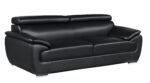 The Nightfall – Black Genuine Leather Sofa with Silver Legs - Image 4