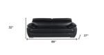 The Nightfall – Black Genuine Leather Sofa with Silver Legs - Image 2