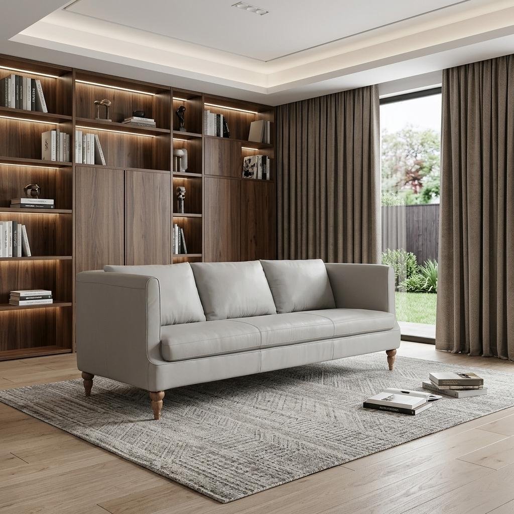 the-ravello-gray-leather-sofa-9264454.jpg The Ravello – Gray Leather Sofa - Image 1