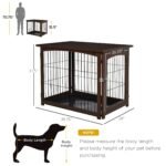 Wooden Decorative Dog Cage Pet Crate with Fence Side Table Small Animal House and Tabletop, Brown - Image 3
