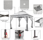 Yaheetech 11×11 Pop Up Gazebo Outdoor Canopy Shelter, Instant Patio Gazebo Sun Shade Canopy Tent with 4 Sandbags, 2 Tiers Roof & Mesh Netting for Lawn, Garden, Backyard & Deck, Gray - Image 2